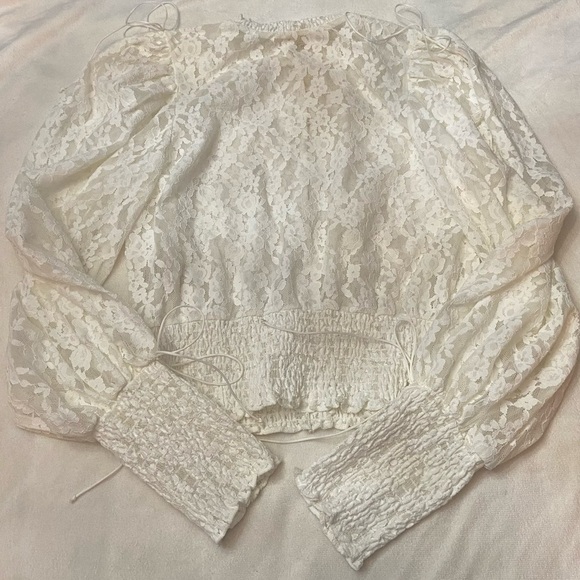 New! For Love And Lemons Violetta Ivory Lace Top Large 1245 - Picture 6 of 7